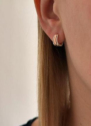 Сережки серебряные с золотыми вставками