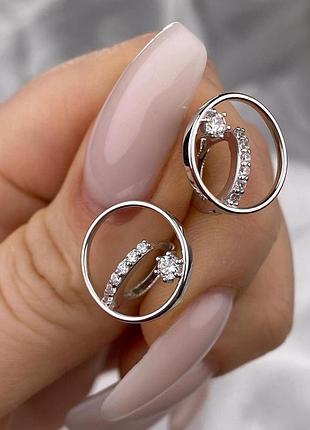 Сережки серебряные 925 пробы с фианитами