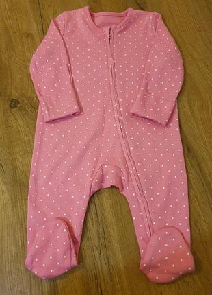Человечек английского бренда george 0-3m newborn, слип, пижама с закрытыми ножками для девочек