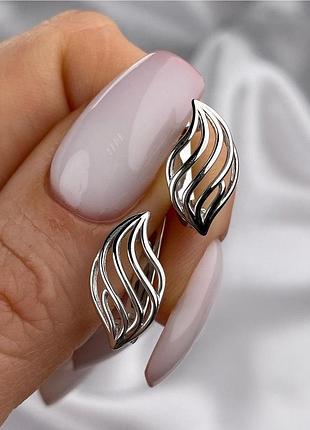 Сережки срібні без вставок з англійським замком