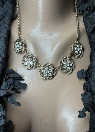 Кольє метал каміння квітковий