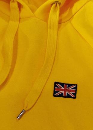 Стильный жёлтый свитшот, укороченный худи на флисе с капюшоном h&m3 фото