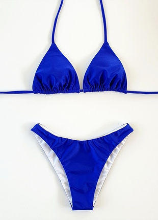 Купальник синій електрик/білий, двосторонній, 4 в одному