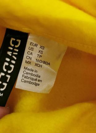 Стильный жёлтый свитшот, укороченный худи на флисе с капюшоном h&m6 фото
