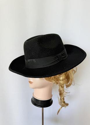 Винтаж черная фетровая шляпа с ушками фетр шерсть ретро теплая