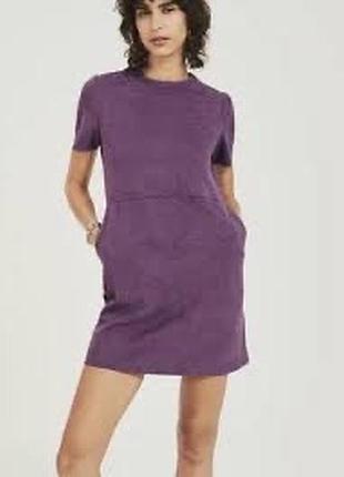 Сукня  базова з еко замші zara кольору лаванди
