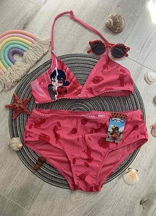 Стильный раздельный купальник "леди баг" для девочки от 10 до 12 лет (146/152 рост), miraculous