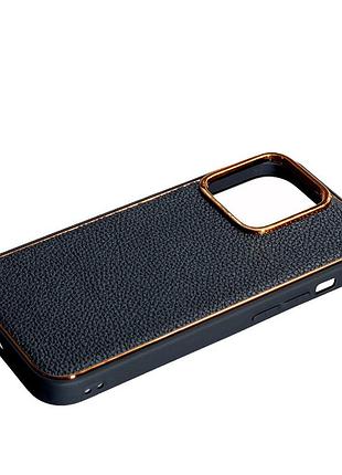 Накладка leather new apple iphone 14 pro, black, оригинальный чехол из tpu и экокожи 2