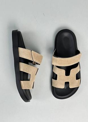 Слайдеры женские замшевые бежевые