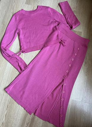 Жіночий костюм а рубчик кофта плюс спідниця