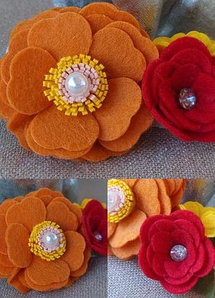 Пов'язка з квітами для новонароджених та старше фетрові квіти з фетру на гумці прикраси вінок квітка з фетру