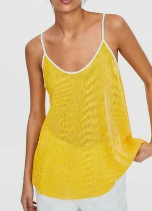 Жовтий топ майка на бретелях zara