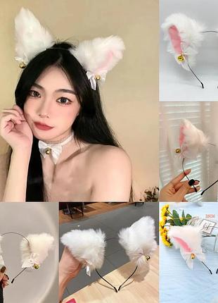 Котячі м'які вушка котика неко білий обруч із вушками кота квадробіка косплей аніме манги