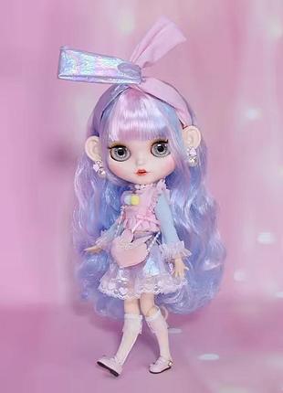 Лялька блайз blythe tbl rainbow з вушками матове лице одяг взуття додаткові кисті рук шарнірна вуха сережки