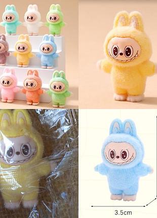 Фігурка labubu the monsters exciting macaron 4,5 см флокована іграшка монстр лабубу флок монстры аниме-фигурка