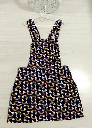 Сарафан вельветовый с карманами с принтом радуга женский