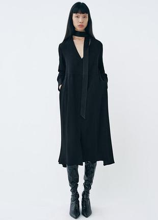 Zara zw collection | сукня з контрастним бантом чорна розмір с та м
