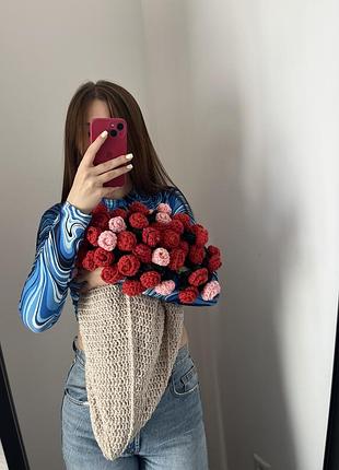 Плед букет з квітами із пінтерест вʼязана ковдра ручна робота подарунок