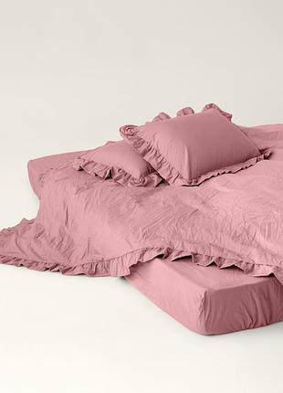 Постельное белье с рюшами strawberry pink, комплект постельного розовый