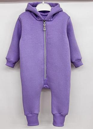 Теплий комбінезон ромпер з капюшоном на блискавці