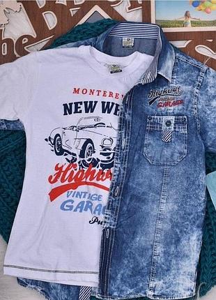 Рубашка+ футболка для мальчика 134. 152