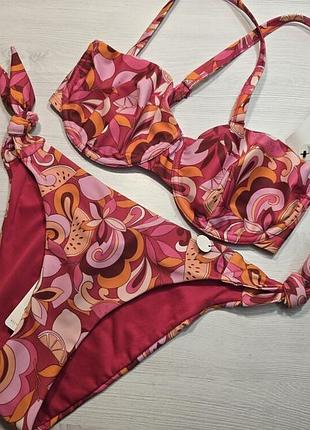 Hunkemoller! яркий раздельный женский купальник 75е, низ м размер pink