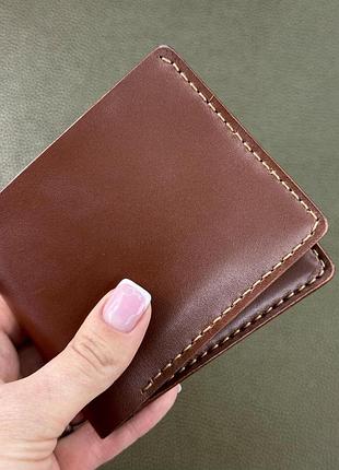 Чоловічий гаманець-біфолд ручної роботи з натуральної шкіри sg004 (коричневий)