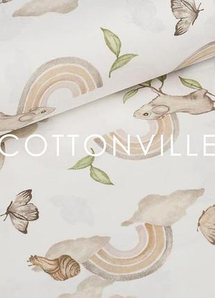 ✁ отрез ранфорса белочки, мышки на радугах 100х160 см