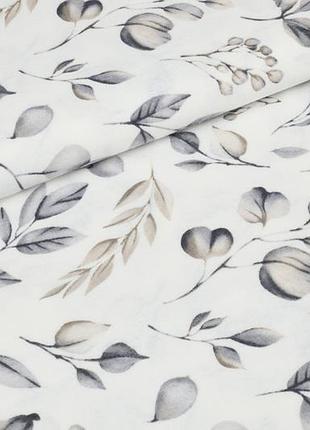 Отрез фланели веточки эвкалипта серые 70х240 см