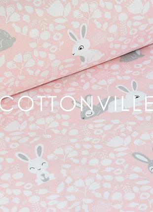 ✁відріз польської бязі кролики на рожевому 50х52 см