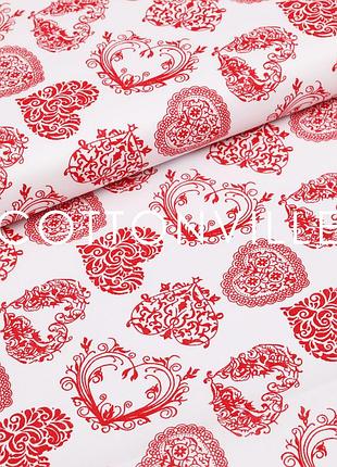 ✁ отрез бязи сердечки ажурные красные 50х105 см