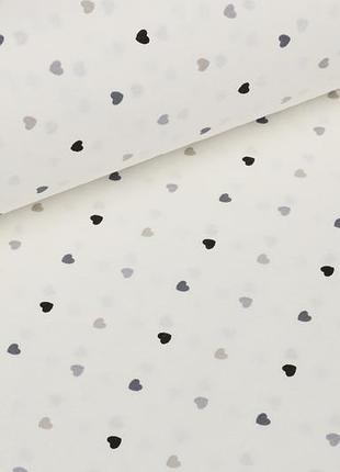 Ранфорс 240 см мелкие сердечки серые и черные