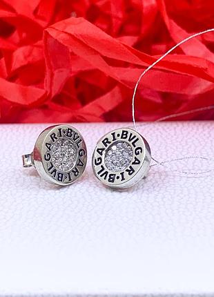 Серебряные серьги булгари круглые серебро s925 новое