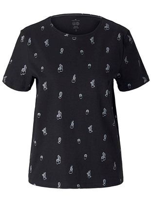 Жіноча футболка tom tailor чорна з принтом, 100% бавовна