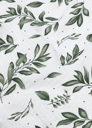 Отрез муслина жатки зеленые веточки 25х100 см