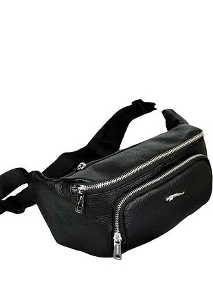 Мужская кожаная сумка на пояс бананка jaguar