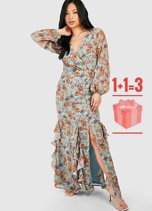 🥰 нова! довга сукня з рюшами boohoo