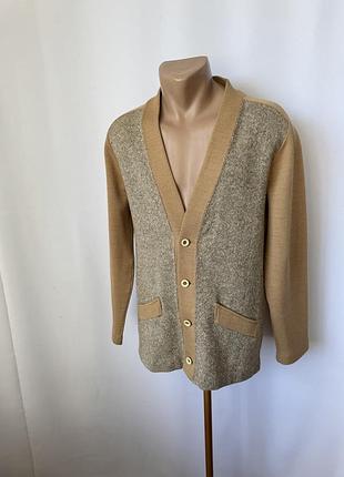 Винтажный кардиган шерстяной pierre sangan англия остров джерси кофта шерсть классическая бежевая