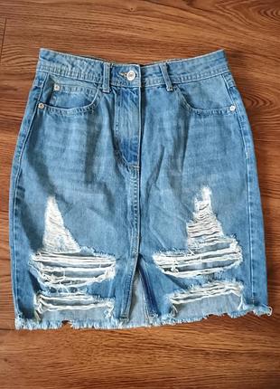 Джинсовая женская юбка parisian,юбка голубая,размер xs