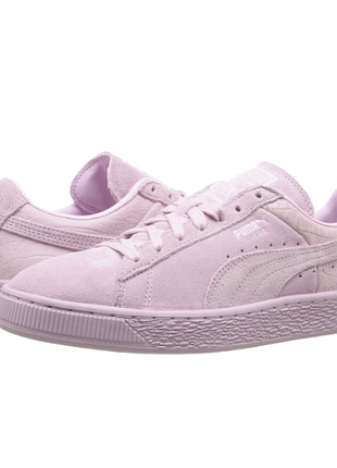 Puma кроссовки кеды женские кожа замша womens suede classic emboss wns fashion sneaker lilac snow