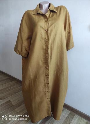 Красивое платье-рубашка из смеси льна