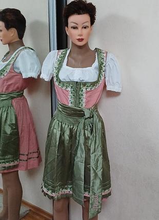 Сарафан, платье женское винтажное, баварское, с фартуком и блузой.