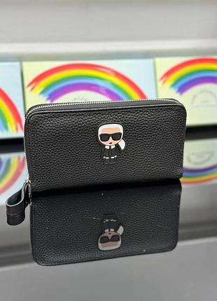 Гаманець чорний жіночий чоловічий karl lagerfeld екошкіра карл лагерфельд люкс якість