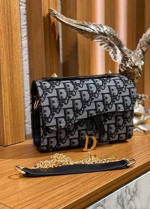 Сумочка жіноча чорна christian dior сумка маленька крістіан діор кросс-боді клатч люкс якість