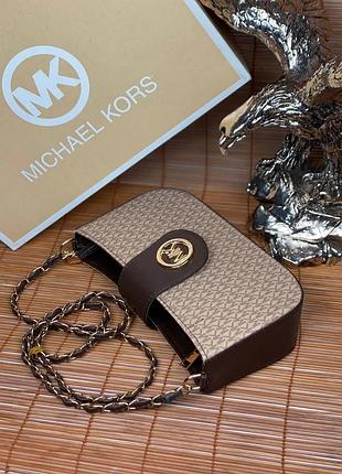 Сумка коричневая женская michael kors клатч сумка маленькая на цепочке кросс-боди майкл корс