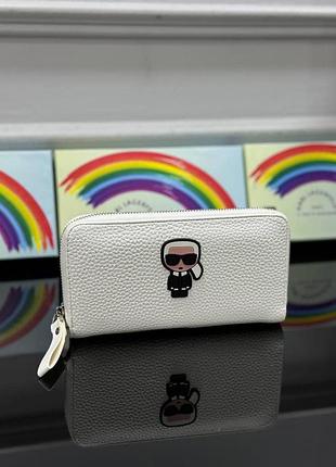 Кошелек белый женский мужской  karl lagerfeld экокожа карл лагерфельд люкс качество
