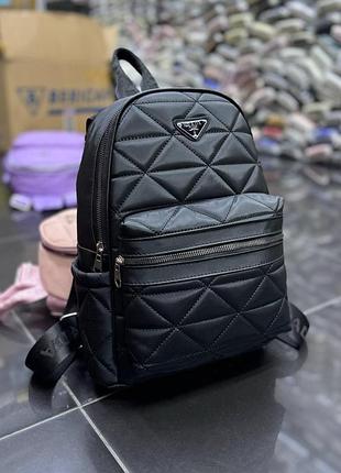 Рюкзак нейлоновый черный женский мужской prada прада