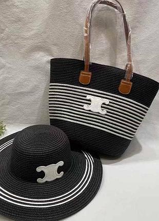 Брендовий жіночий пляжний набір сумка капелюх