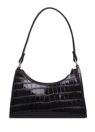 Сумка сумочка под винтаж ретро с ремешком новая черная стильная модная в руку на плечо7 фото