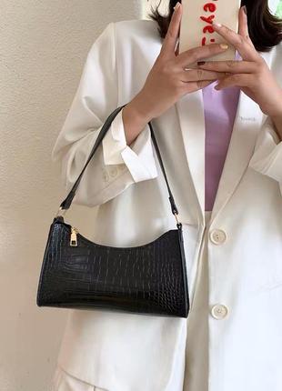 Сумка сумочка под винтаж ретро с ремешком новая черная стильная модная в руку на плечо5 фото